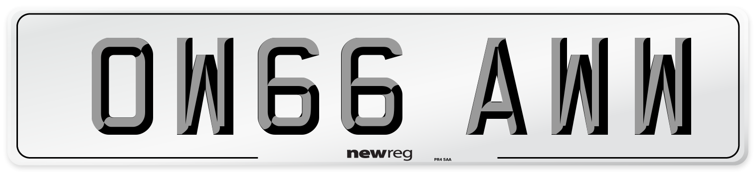 OW66 AWW Number Plate from New Reg